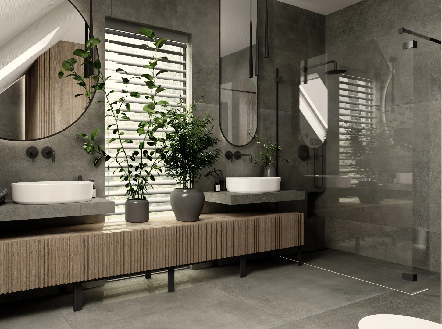 Projekt łazienki z prysznicem i wanną Deco Studio